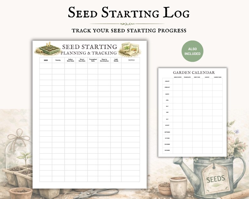 Seed Starting Log, Printable Garden Planner Page, Plant Growth Tracker ...