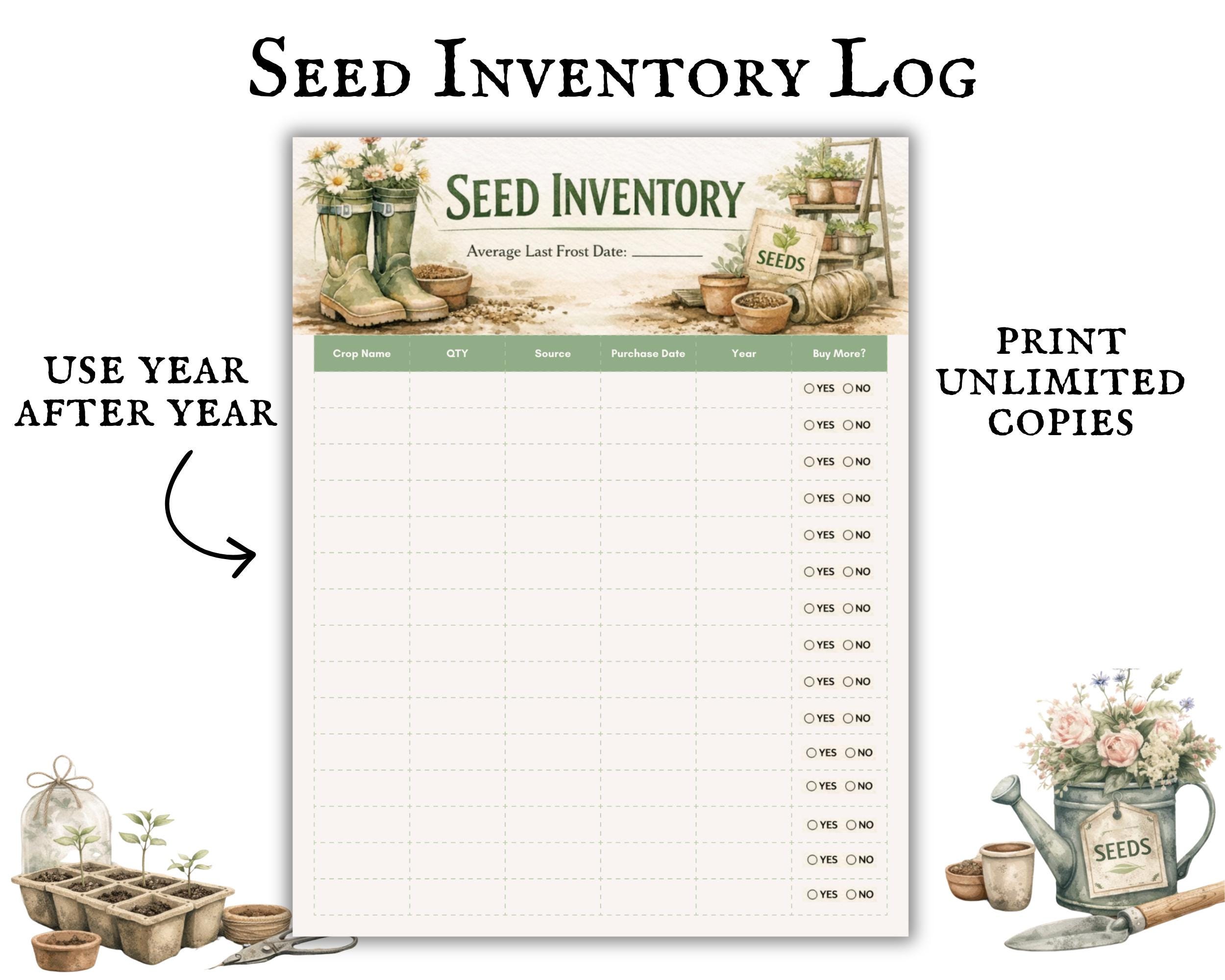 Seed Starting Log, Printable Garden Planner, Gardening Inventory ...