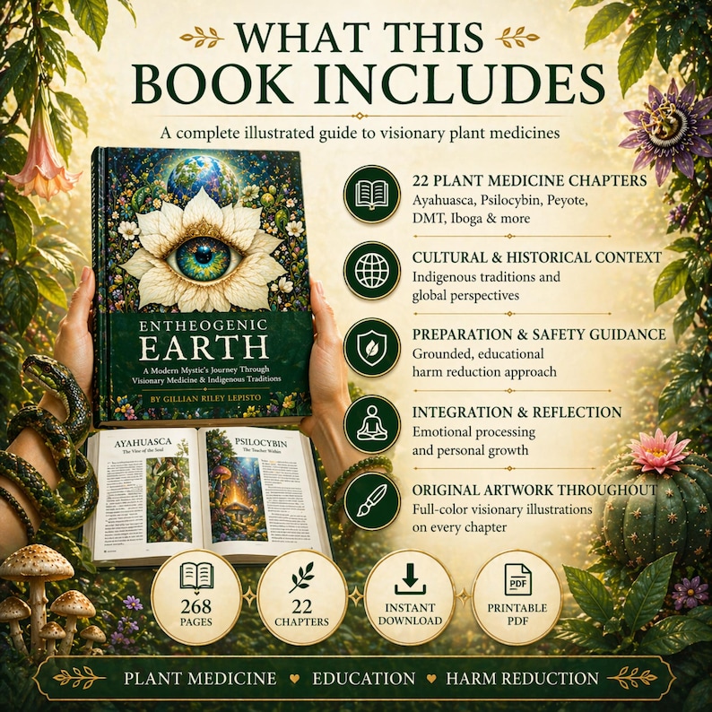 plant medicine guide contents pages psychedelic workbook chapters integration journal spiritual healing book printable