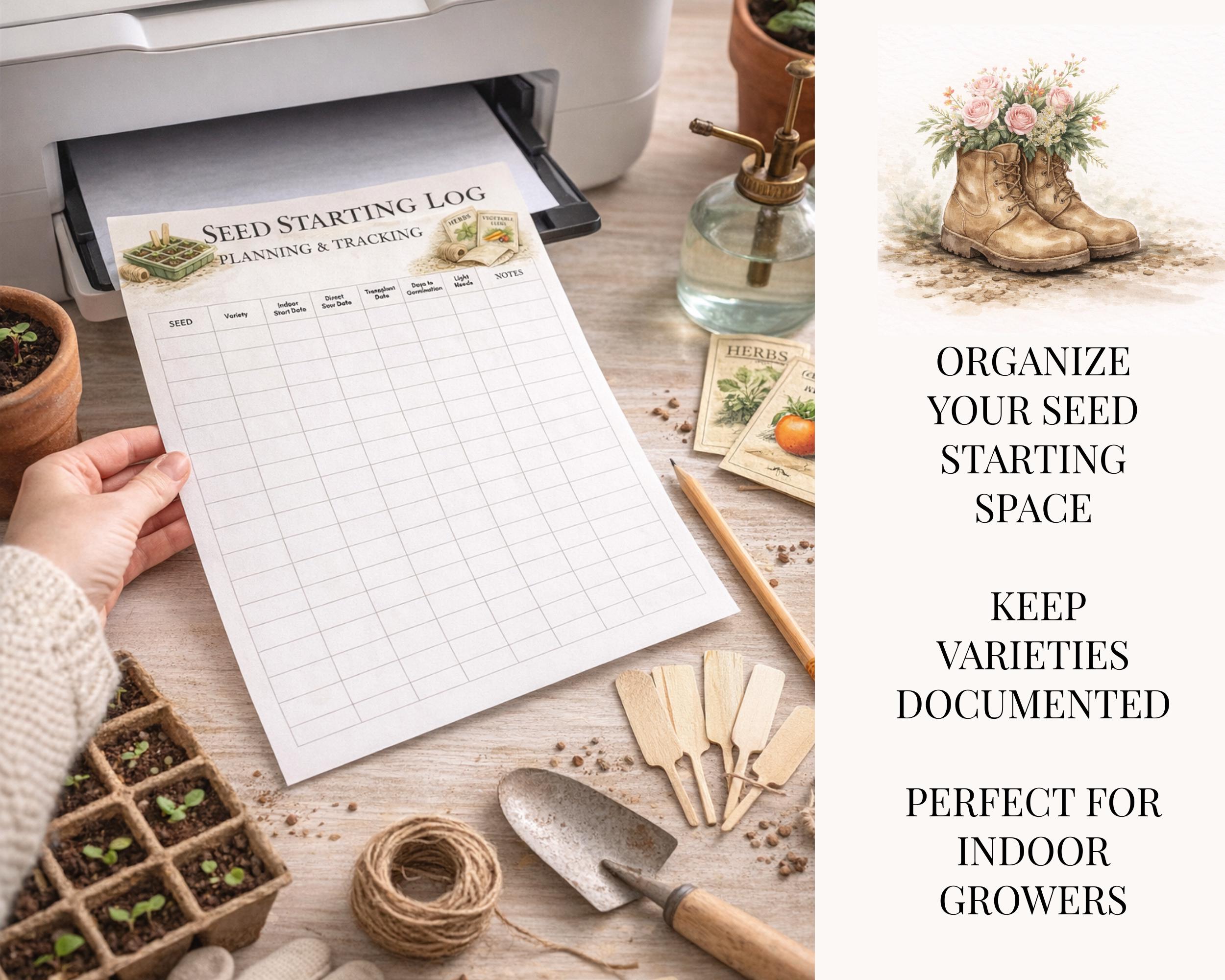 Seed Starting Log, Printable Garden Planner Page, Plant Growth Tracker ...