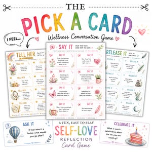 Jogo de cartas sobre saúde mental feminina para promover o amor próprio e a autoafirmação positiva (para imprimir)