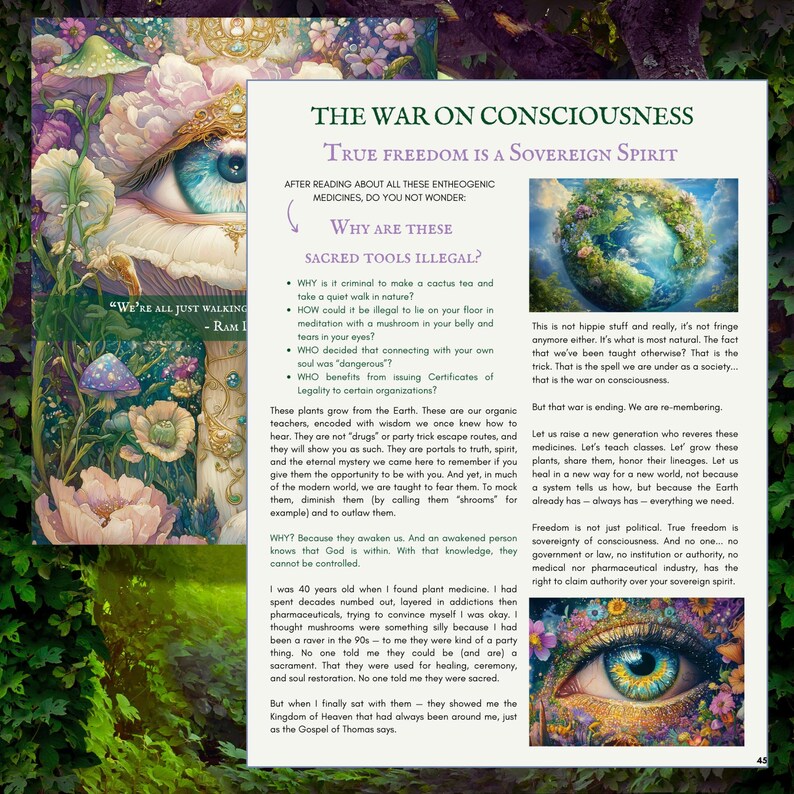 The war on consciousness is about our personal sovereignty and the right to our own freedom. plant medicine supports this quest. This is a psychedelic advocacy and harm reduction guide