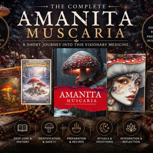 Guía de Amanita Muscaria, Diario de Hongos Medicinales, Hechizos de Bruja Verde y Páginas de Grimorio (PDF Imprimible)