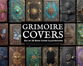 Vintage Book Covers, Grimoire Cover Collection, Scrapbooking Ephemera (Printable PDF)