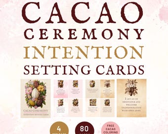 Cacao Intention Setting Cards, Printable Positive Affirmations for Plant Medicine Retreats, Holistic Facilitator Tool