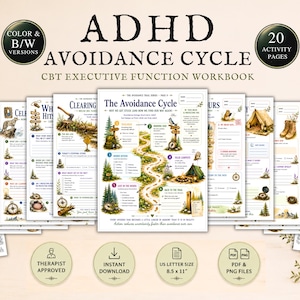 ADHD Avoidance Cycle, Adult Procrastination Solutions, CBT Executive Function Workbook  (Printable PDF)