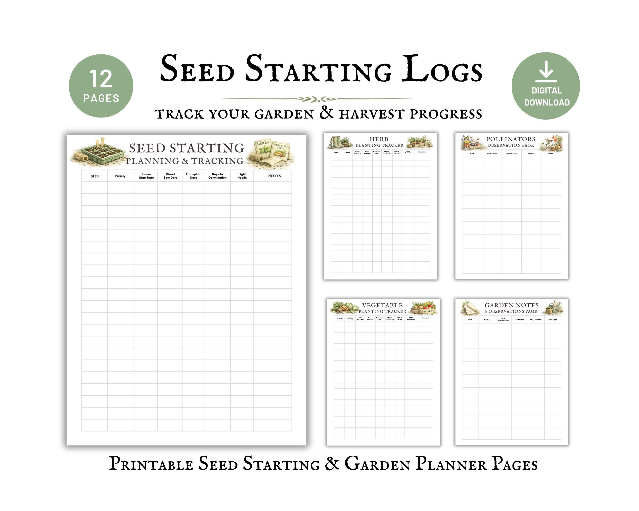 Seed Starting Log Printable Tracker, Garden Seed Planner, Vegetable ...