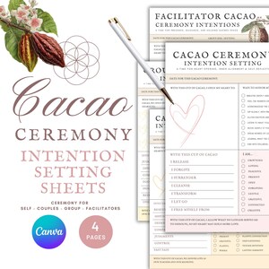 Cacao Ceremony Intention Setting Worksheets, Printable Self-Care (PDF Download)