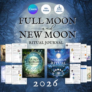 Lunar Ritual Toolkit, Full & New Moon Astrology Journals, Spell Sheet Grimoire Set (PDF Download)
