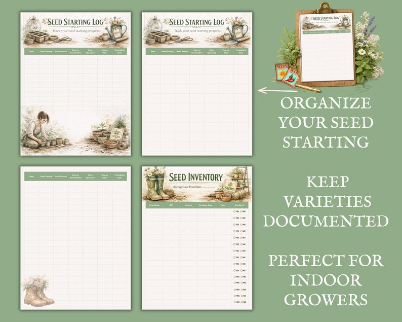 Seed Starting Log, Printable Garden Planner, Gardening Inventory ...