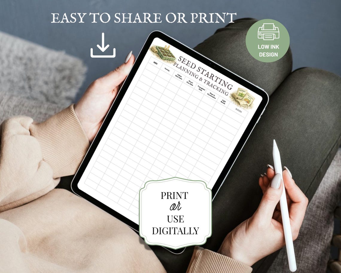 Seed Starting Log, Printable Garden Planner Page, Plant Growth Tracker ...