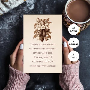 Tarjetas de establecimiento de intenciones con cacao / Idea ceremonial con cacao / Juego de regalo con cacao orgánico / Actividad de manifestación para retiro de mujeres / Herramienta de medicina vegetal