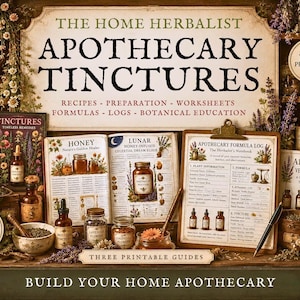 以下が含まれることがあります： The Home Herbalist Apothecary Tincturesと題された印刷可能なガイドのコレクション。レシピ、準備、ワークシート、処方、ログ、植物学の教育が含まれています。40ページ以上の印刷可能なページ、50以上のチンキ剤レシピ、3つのガイドが含まれています。