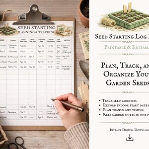 Seed Starting Log, Printable Garden Planner Page, Plant Growth Tracker ...