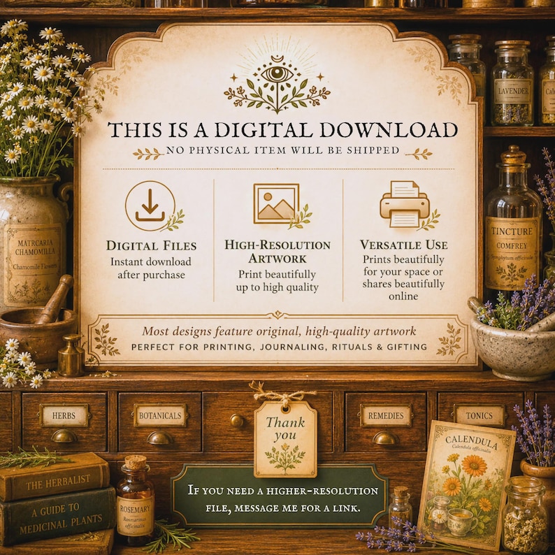 Apothecary Spell Cards, Herbalism Ritual Journal, Green Witch Magic Grimoire Pages (Printable PDF) image 10