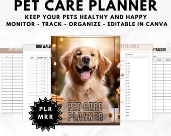 Pet Care Planner for Pet Owners with Private Label Rights Master Resell Rights Pet Owners Editable Pet Care Kit