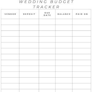 Wedding Budget Sheet Trackers