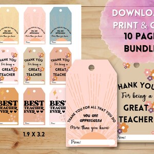 Teacher Appreciation Week Printable Teacher Gift Tag Thank You Teacher ...