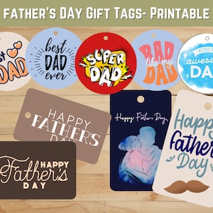 Father&#39;s Day Gift Tags for Dad Printable, Happy Fathers Day tags, Printable Gift Tags, Digital Download