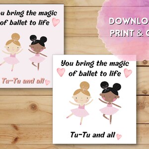 Tag per insegnanti di danza classica, Ballerina Valentine, tag regalo per lezioni di danza, tag di apprezzamento per insegnanti di danza, download digitale, tag di balletto stampabili