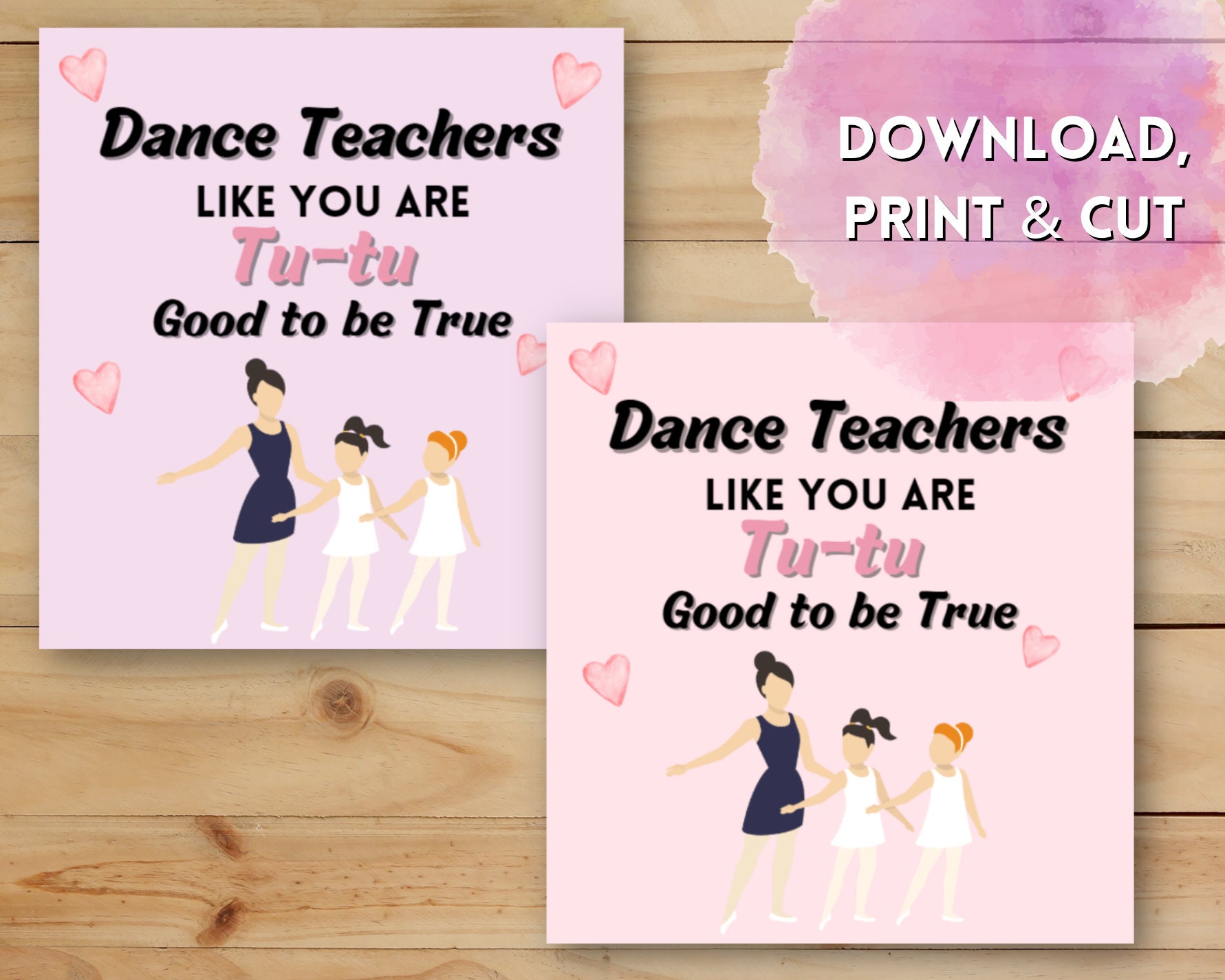 Dance Teacher Appreciation Tags, Ballet Teacher Appreciation Tags