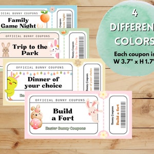 Easter Bunny Coupons/bunny Bucks/easter Egg Filler/easter Basket ...