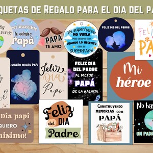Etiquetas espanholas para o dia dos pais, etiquetas para presentes, etiquetas para papai, ideia de presente para o pai, download digital para impressão, etiquetas de presente para dia del padre