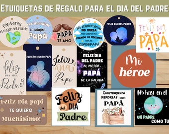 Spanish Fathers day tags, gift tags, etiquetas para papa, dad gift idea, printable digital download, etiquetas de regalo para dia del padre