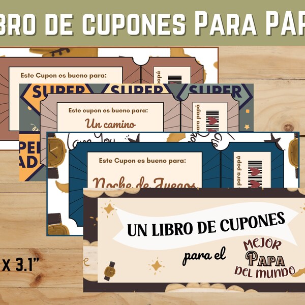 Libro de Cupones para el dia el padre, Coupon Book for dad in spanish, Gift for dad, Regalo para papa, Father's day Printable, Digital