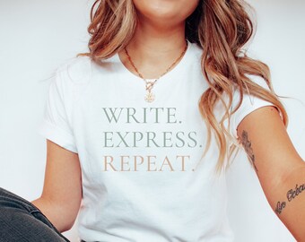 Camiseta Write Express Repeat: regalo literario para ratones de biblioteca