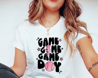 Baseball Gameday Shirt: Pink Bolt Design, Sports T-Shirt