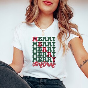 Buffalo Pattern Christmas T Shirt, Merry Merry Merry Christmas Tshirt, Xmas Shirt, Holiday Shirt, Family Christmas Shirt, Christmas Gifts