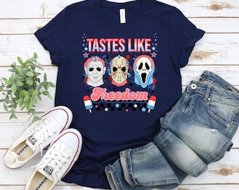 面白いホラー映画の独立記念日Tシャツ：自由の味