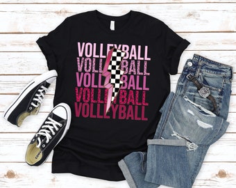 Volleyball Bolt T-shirt: Pink October Awareness Shirt