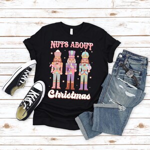 Funny Christmas T Shirt, Nuts About Christmas Shirt, Christmas Party Tshirt, Christmas Nutcracker Shirt, Candy Cane Shirt, Xmas Shirt