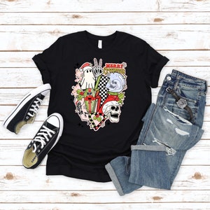 Halloween Christmas T Shirt, Merry Creepmas Tshirt, Horror Christmas Shirt, Boo Shirt, Christmas Bolt Shirt, Christmas Skeleton Shirt
