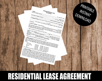 Residential Lease Agreement Template PDF | Lease Agreement Contract Editable Template | Rental Lease Agreement Template