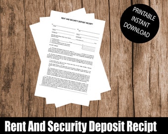 Rental Security Deposit Receipt Template, Printable Rental Receipt pdf, Rental Receipt Word, Simple Rent Receipt Letter