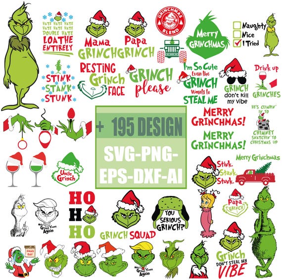 The Grinch Svg Bundle | 195+ Unique Design | Grinch Christmas Svg, Grinch Clipart Files, Cricut & Silhouette Digital File | Instant Download