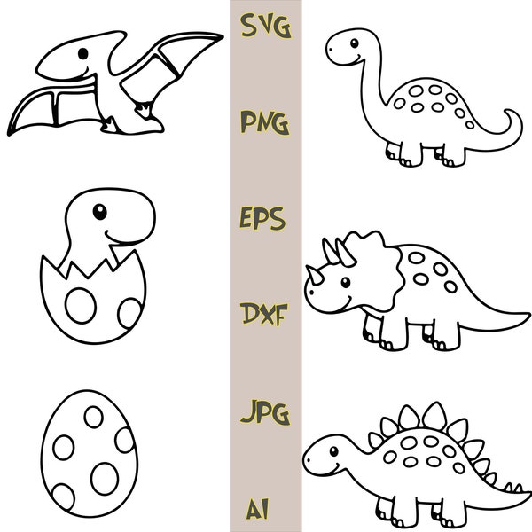 Cute Dinosaur svg  dinosaur clipart | dinosaur silhouette svg | kids dinosaur svg | t-rex svg | dino svg |all in one svg files