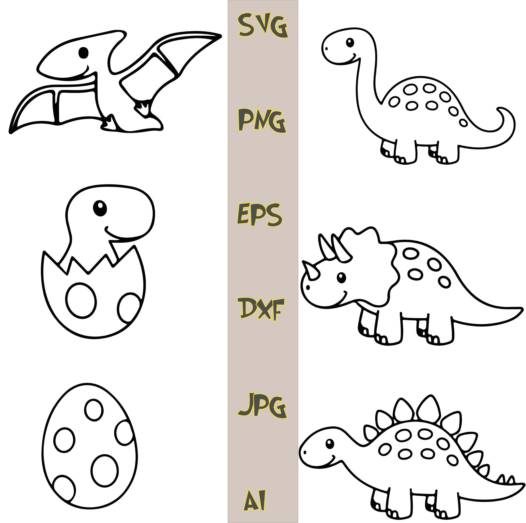 Cute Dinosaur Svg Dinosaur Clipart | Dinosaur Silhouette Svg | Kids ...