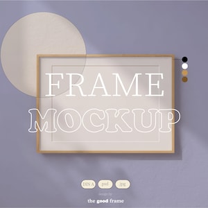 Horizontal Frame Mockup, Landscape Frame Mockup, Wood Black White Frame, PSD Photoshop, Wall Art Mockup, Art Print Mockup, Minimalist Modern