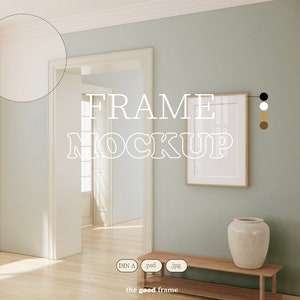 Interior Frame Mockup, Wood Black White Frame, DIN A Ratio, PSD mock-up, Wall Frame Mockup, Minimalist, Digital Mock up for Poster