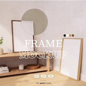 Two Vertical Frame Mockup, Wood Black White Frame, DIN A4 Ratio, PSD mock-up, Wall Art Frame Mockup, Minimalist, Digital Mock up for Poster