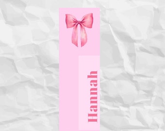 Segnalibro con nome personalizzato estetico rosa Segnalibro Pink Bow Girly