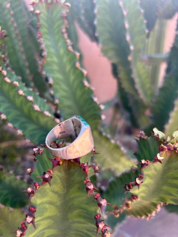 Vintage Malachite Sterling Ring - image 4