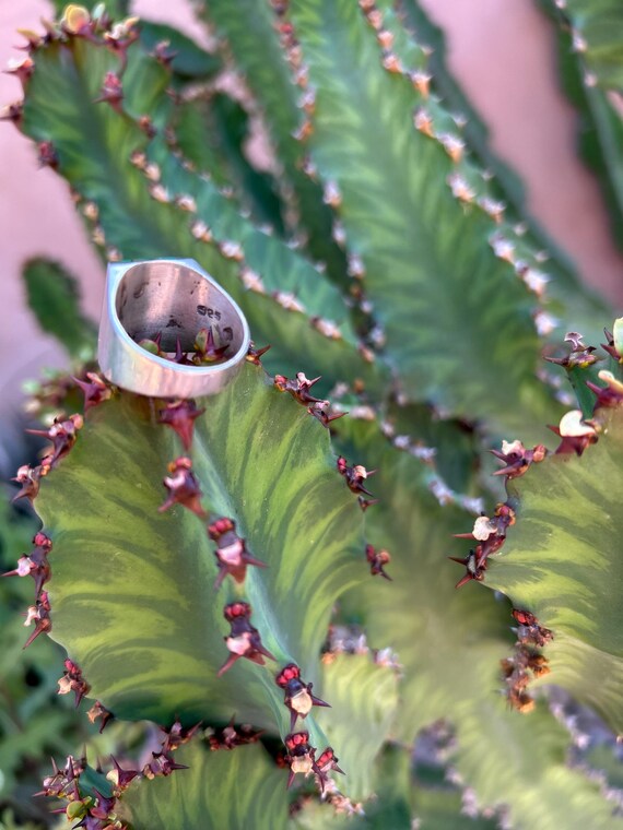 Vintage Malachite Sterling Ring - image 5