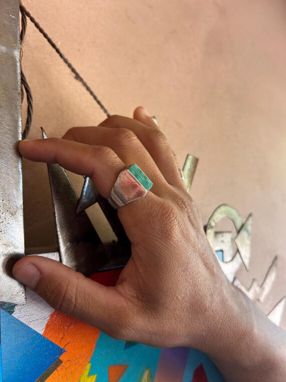 Vintage Malachite Sterling Ring - image 6