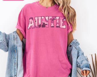 Auntie Camo T-Shirt, Comfort Colors® Auntie Tshirt, Gift For Aunt's, Camouflage Loving Auntie, Hunting Aunt's Tshirt, Camo Aunt T-shirt