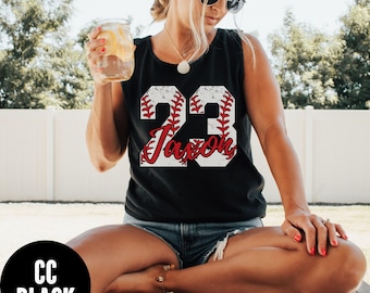 Custom Baseball Number Tank Top, Comfort Colors®, Unisex Tank, Baseball Mom, Baseball Nana Tank, Players Name and Number Tank Top, Game Day
